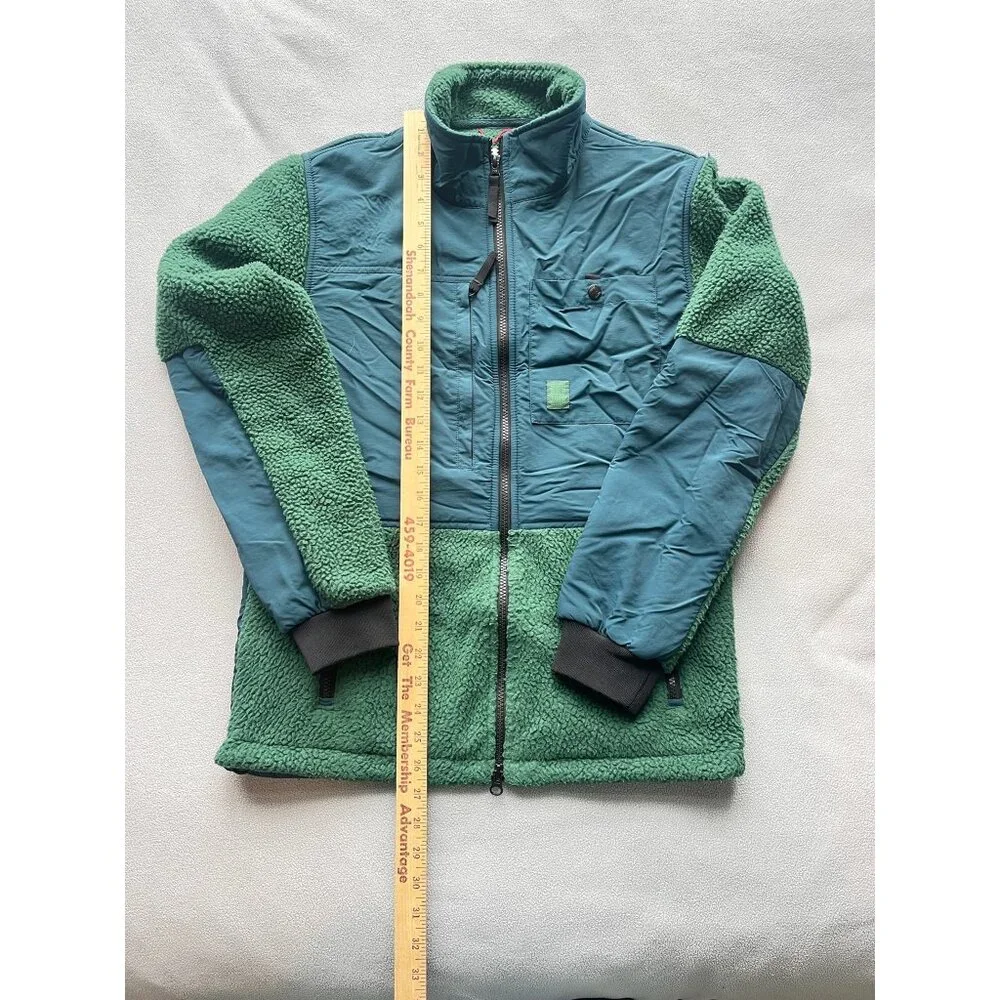 Topo Designs Jacket Mens Small Subalpine Fleece Full Zip Green Blue Gorpcore